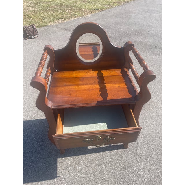 Brown Vintage Washstand With Beveled Mirror and Drawer For Sale - Image 8 of 14