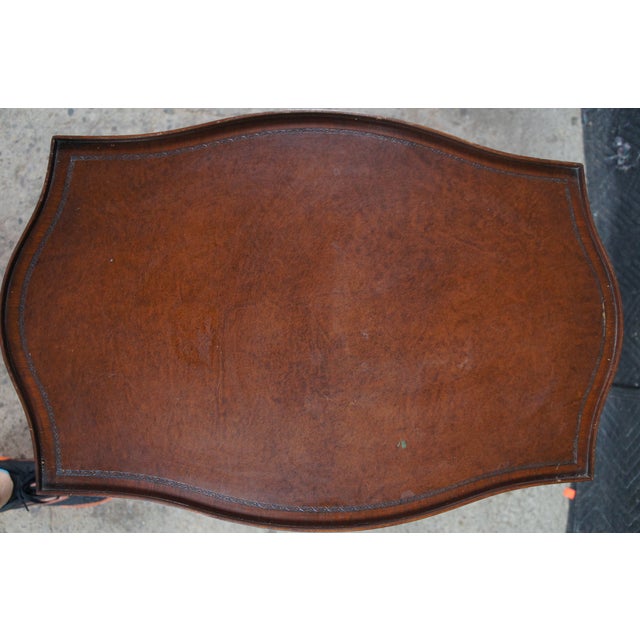 Mid Century Imperial Sheraton Style Mahogany Leather Top Nesting Tables Trio For Sale - Image 12 of 18