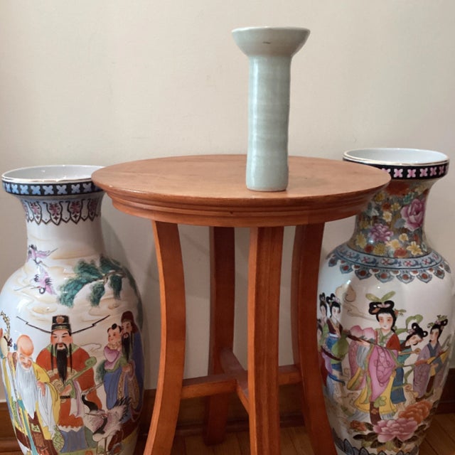 Antique Chinese Green Celadon Decorated Gu Shape Porcelain Vase Stamped For Sale - Image 11 of 12