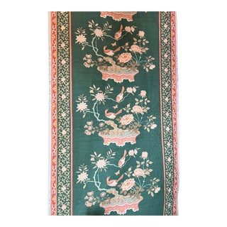 Circa 1980 Green Floral Pattern Chinoiserie Motif Greeff Fabric- 3 Pieces Aprox 44 Yards For Sale