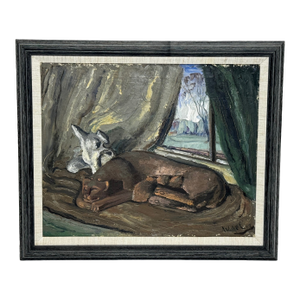 Scottish Modernism Oil Painting Spring Maternal Stillness by William McCance Framed C1947
