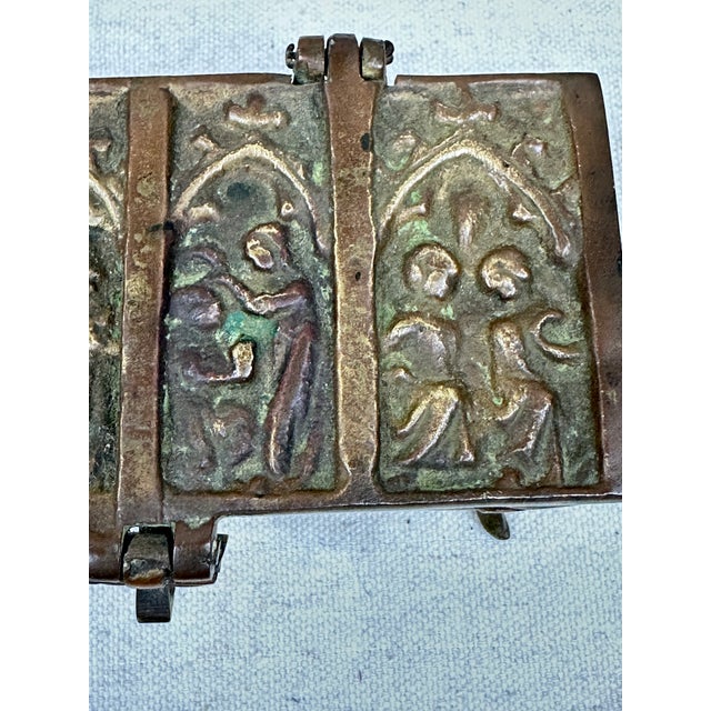 Brass Antique Brass Jewelry Casket For Sale - Image 8 of 10