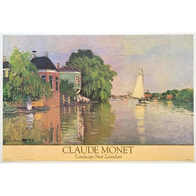 Paper Claude Monet Vintage 1987 Lithograph Print Impressionist Poster " Landscape Near Zaandam " 1871 For Sale - Image 7 of 9