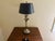 Mid 20th Century English Country Brass Horn Bouillotte Lamp With Black Tole Shade For Sale - Image 10 of 13