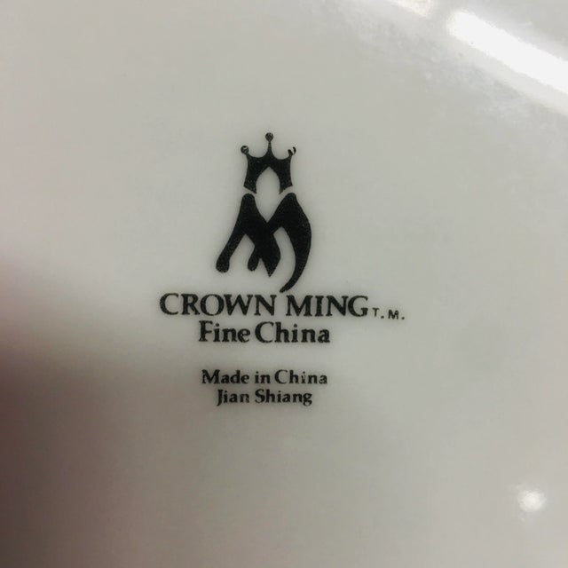 1980s Vintage Crown Ming Floral Decorated Porcelain Dinnerware Set- 45 Pieces For Sale - Image 5 of 6