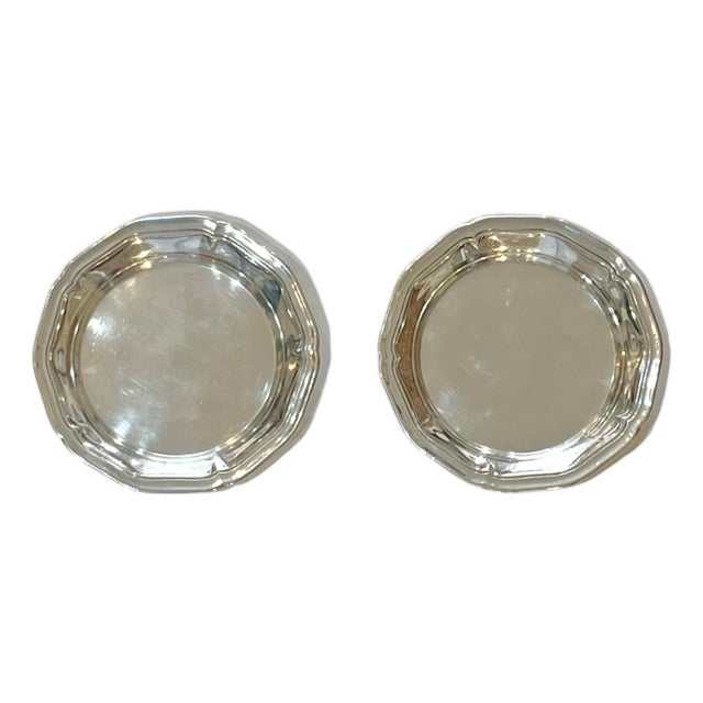 Mid 20th Century Pair Vintage Christofle French Silver Plate Wine Bottle Coasters For Sale