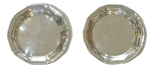 Mid 20th Century Pair Vintage Christofle French Silver Plate Wine Bottle Coasters