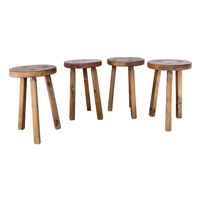 Vintage Tripod Stools, 1950s, Set of 4 For Sale