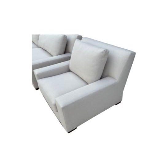 2020s Restoration Hardware Rh Parisian Track Armchair in Holland & Sherry Wool Twill in Dove with Brushed Brown Oak Finish For Sale - Image 5 of 5