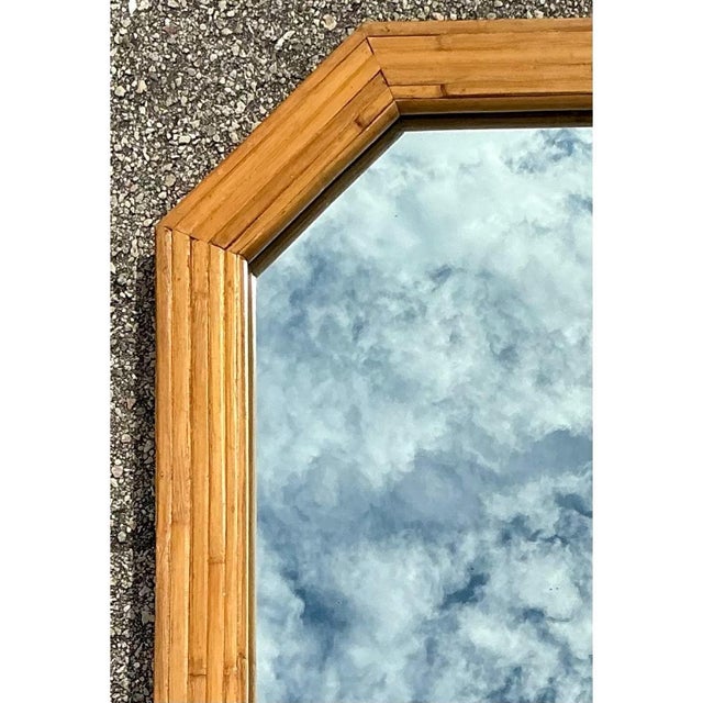 Vintage Octagonal Bamboo Wall Mirror For Sale - Image 14 of 17