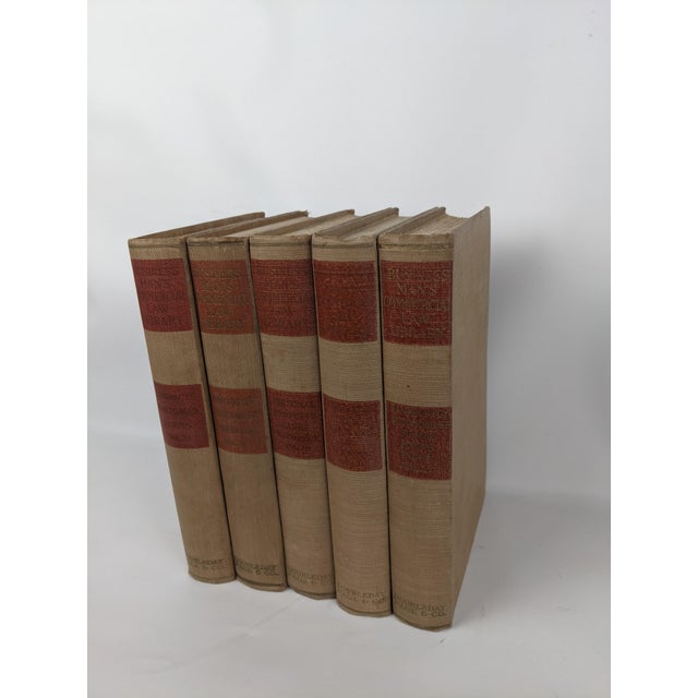 Mid-Century Modern 1919 Business Man’s Commercial Law Library Tan & Red Antique Books - Set of 5 For Sale - Image 3 of 14
