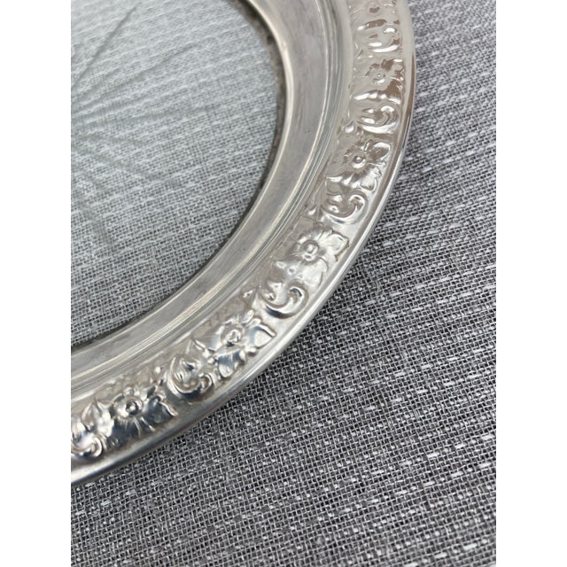 Vintage Sterling Etched Glass Wine Coaster For Sale - Image 4 of 12
