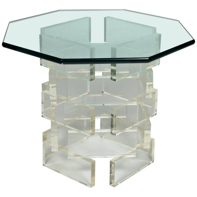 Transparent 1980s Lucite Brick Side Table For Sale - Image 8 of 8