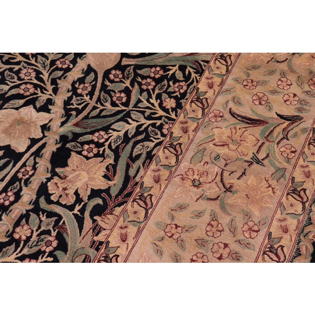 1990s Shabby Chic 1990's Daffodils Pak-Persian Black/Tan Wool Rug - 9'0'' X 12'1'' For Sale - Image 5 of 9