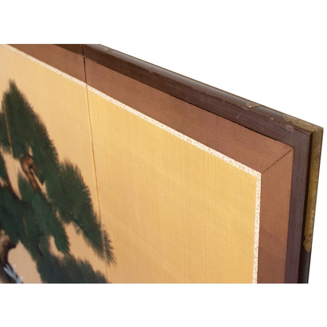 1960s "Evergreen Pine Tree", Shōwa Era Japanese Byobu Screen For Sale - Image 15 of 18