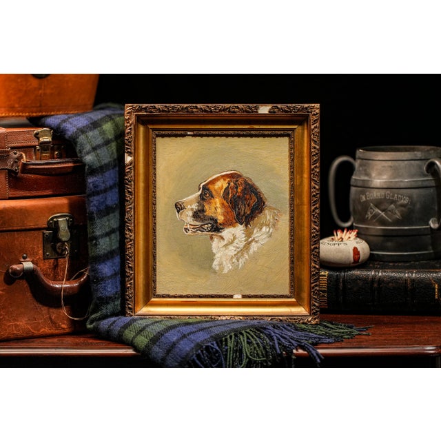 Step back into the elegance of the Victorian era with this stunning antique oil painting on board featuring a soulful St....