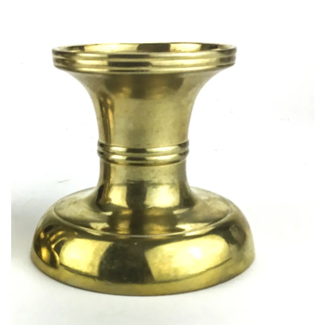 Heavy Solid Brass Pedestal Candle Holders a Pair For Sale - Image 4 of 9