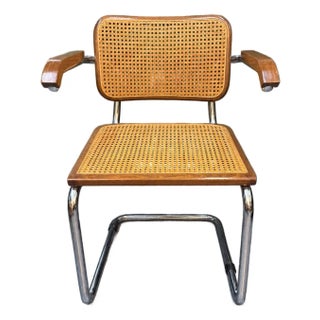 1980's Italian Cesca-Style Cane and Chrome B64 Armchair After Marcel Breuer For Sale