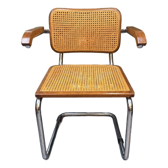 1980's Italian Cesca-Style Cane and Chrome B64 Armchair After Marcel Breuer For Sale