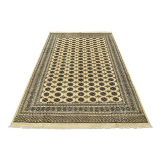Bokhara Rug 8’11” X 11’8” Beige Wool Tribal Hand-Knotted Oriental Carpet For Sale