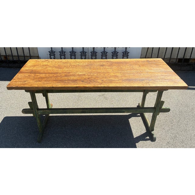 Pine Double Stretcher Base Work Table For Sale In Baltimore - Image 6 of 14