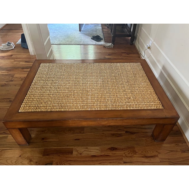 Attributed Ralph Lauren Wood Seagrass Coffee Table For Sale - Image 11 of 13