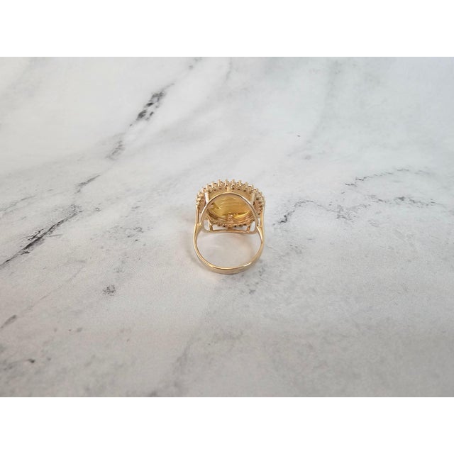 Metal 20th Ounce Panda Coin Ring with Diamond Halo, Size 4 For Sale - Image 7 of 8