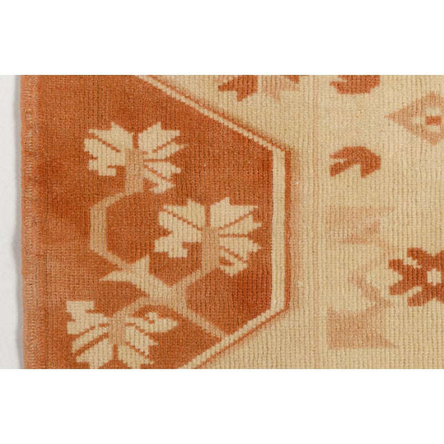 Vintage Hand-Knotted Turkish Oushak Rug in Terracotta, Peach, and Cream For Sale - Image 10 of 10