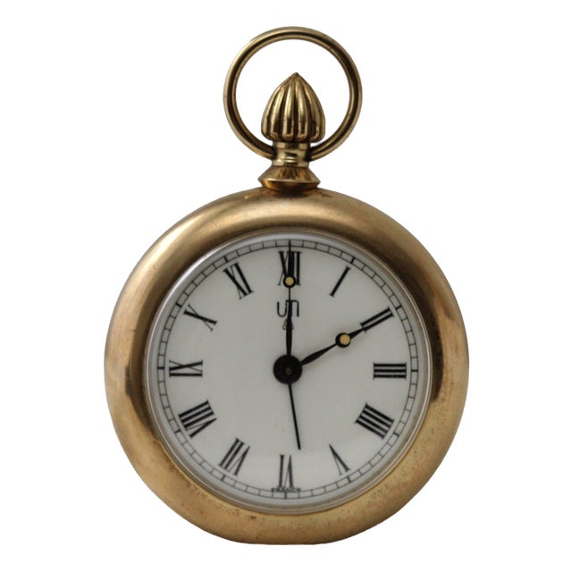 Gold Pocket Watch Desk Clock, 1960s For Sale