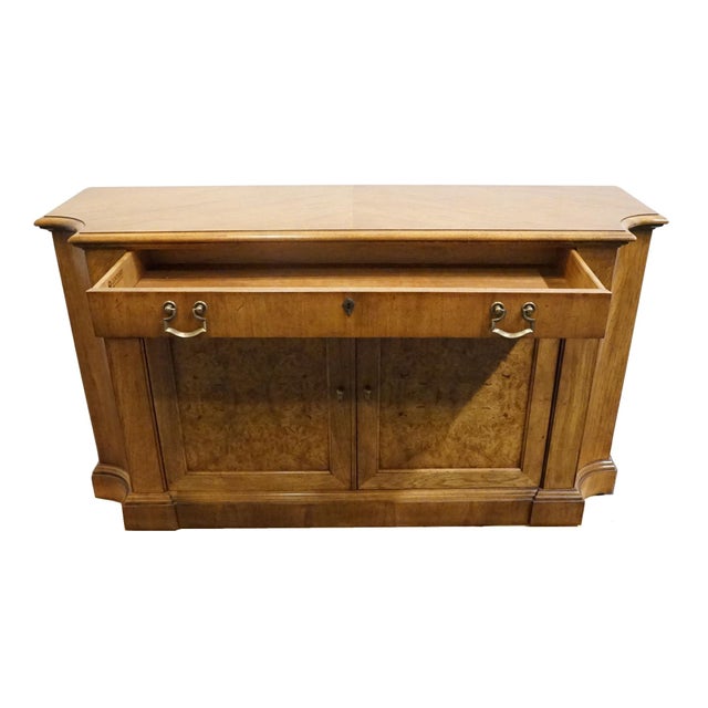 Century Furniture Italian Neoclassical Tuscan Style Burled Walnut 56" Server Buffet For Sale In Kansas City - Image 6 of 13