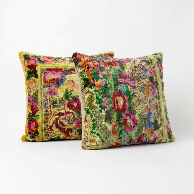 Mid-Century Modern Handwoven Velvet Pillow Cover 19'' X 20'' - Set of Two For Sale - Image 3 of 4
