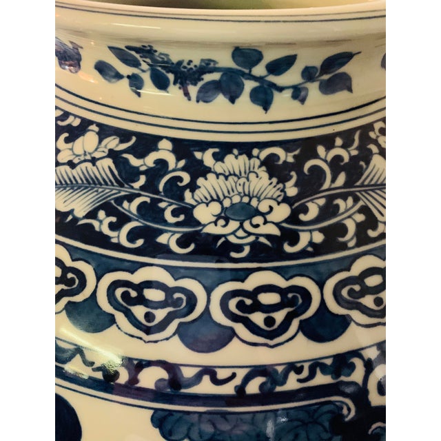 Vintage Large Cobalt Blue Chinese Porcelain Vase For Sale - Image 11 of 12