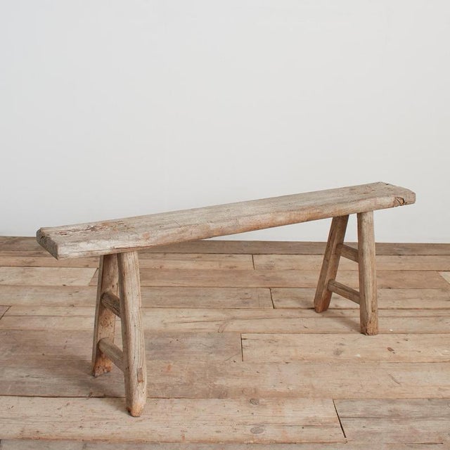 Brown Antique Reclaimed Rustic Wooden Hallway Pig Bench -Dc For Sale - Image 8 of 9