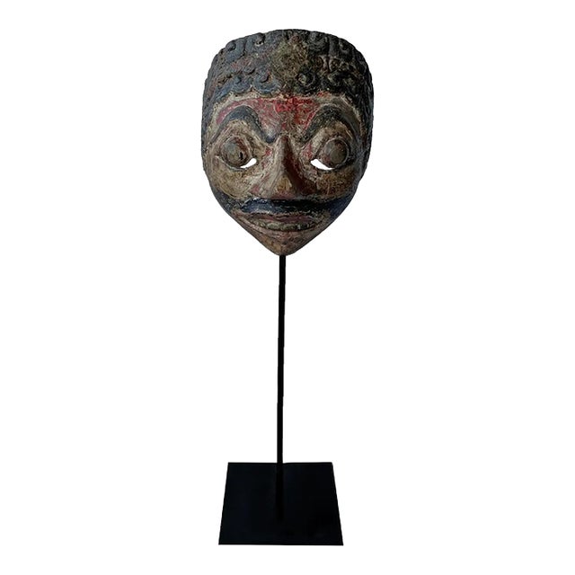 Hand-Carved Wood Javanese ‘Wayang Topeng’ Theatre Mask, Indonesia C. 1900 For Sale