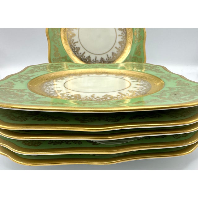 Antique Square Side Plates by H&c Selb Bavaria for Edgerton, Circa 1900 - Set of 6 For Sale - Image 4 of 11