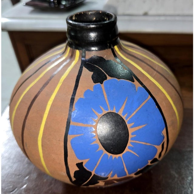 Ceramic Art Nouveau Spherical Ceramic Vase with Painted Decoration from Mael, 1930s For Sale - Image 7 of 7