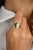 Modern Octagon Cut Emerald & Baguette Halo Set Diamond Statement Ring Size 5.5 For Sale - Image 3 of 12