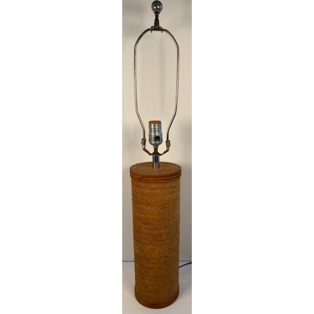 Mid-Century Modern Mid-Century Modern Raffia Wrapped Cylinder Table Lamp, 1970s Natural Woven Grass For Sale - Image 3 of 9