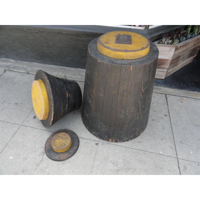 A remarkable three-piece industrial artifact, this solid wood mold was originally used to cast metal components for a...