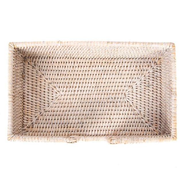 2020s Artifacts Rattan Guest Towel - Rectangular Napkin Holder with Cutout in White Wash For Sale - Image 5 of 8