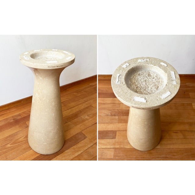 1970s Postmodern Angelo Mangiarotti Cream Off White Marble Dining Table, Pedestal Base For Sale - Image 5 of 14