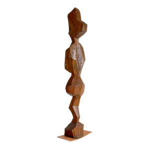 Carved Wood Abstract Figure Floor Sculpture