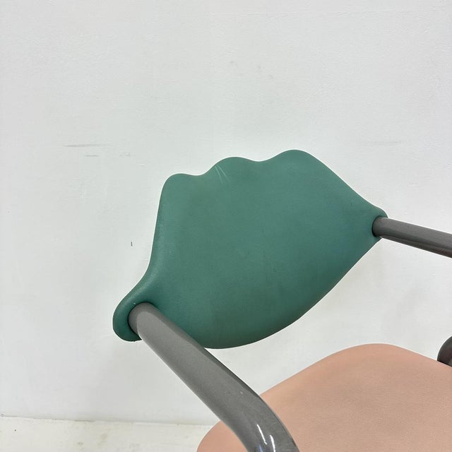 Blue Postmodern Leather Armchair, 1980s For Sale - Image 8 of 18