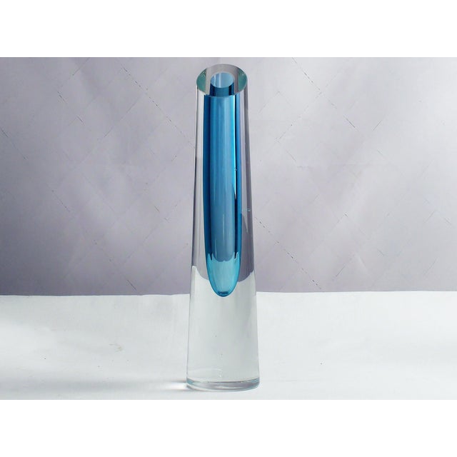 1970s Blue and Clear Sommerso Art Glass Vase by Bretislav Novak, 1970s For Sale - Image 5 of 15
