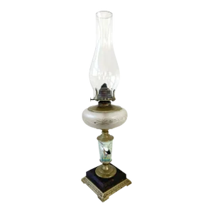 1890s Hand Painting Glass Oil Lamp