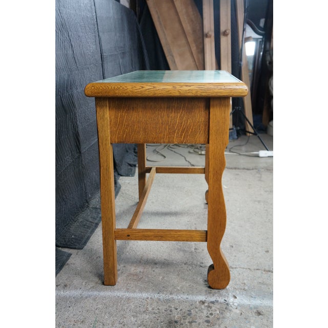 Antique American Empire Style Quartersawn Oak Library Table Console Writing Desk For Sale - Image 10 of 18