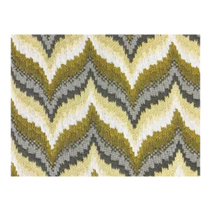Designer Mustard Gold Grey Off White Flamestitch Geometric Upholstery Drapery Fabric