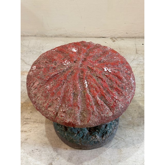 Mid 20th Century Vintage Hand-Painted Concrete Garden Mushroom Garden Ornament For Sale - Image 5 of 6
