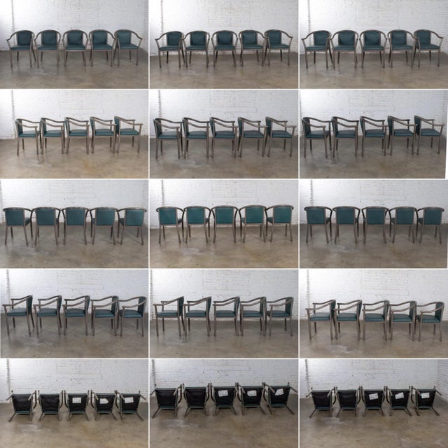 Late 20th Century Modern Set of 15 MTS Dining or Waiting Room Chairs Gray Frames & Blue Vinyl For Sale - Image 17 of 18
