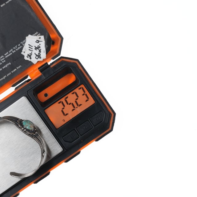 6.25" c1940's Navajo stamped silver cuff bracelet with turquoise Marked or unmarked as shown in pics, weight and other...